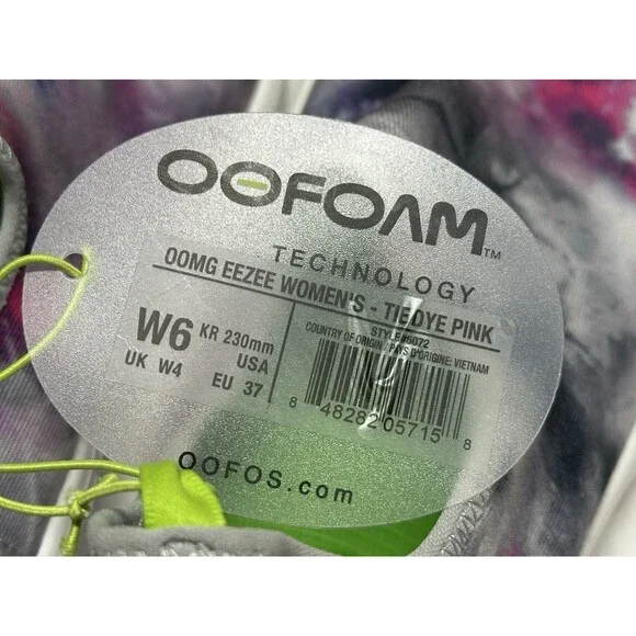 NEW Oofos Womens Size 6 OOmg Eezee Slip On Sport Recovery Shoes Tie Dye Pink - Picture 8 of 8